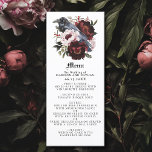 Romantisches Gotisches Watercolor Raven Wedding Me Menükarte<br><div class="desc">Dieses gotische,  blumengeschmückte Hochzeitsdesign zeichnet sich durch eine einfache,  launische Aquarellbild eines Raben aus,  das auf einem Bouquet steht. Ideal für eine zeitlose romantische Hochzeit oder einen anderen besondere Anlass. Es eignet sich hervorragend für ein gespenstisches Ereignis im Herbst oder für ein einmaliges Winterereignis in lässiger oder formaler Umgebung.</div>