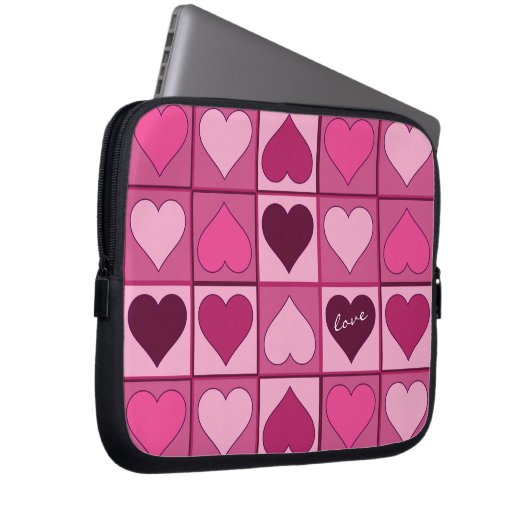 Romantisches grafisches Rosa hört auf und ab Laptopschutzhülle (Vorne Rechts)