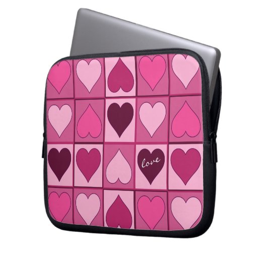 Romantisches grafisches Rosa hört auf und ab Laptopschutzhülle (Vorderseite Links)