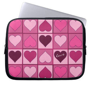 Romantisches grafisches Rosa hört auf und ab Laptopschutzhülle
