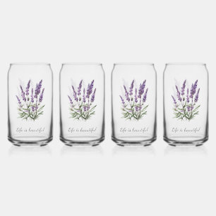 Romantisches Grau Lila Lavendel Blumenmuster Dosenglas