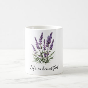 Romantisches Grau Lila Lavendel Blumenmuster Kaffeetasse