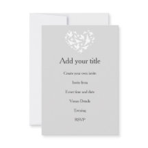 Romantisches Grau mit Herz und Vögeln Einladung