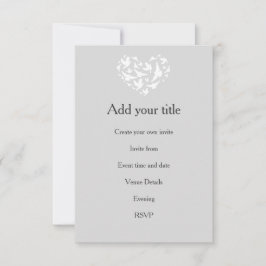 Romantisches Grau mit Herz und Vögeln Einladung