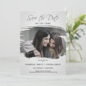Romantisches graues Foto Lesbian Gay All Wedding Save The Date (Stehend Vorderseite)