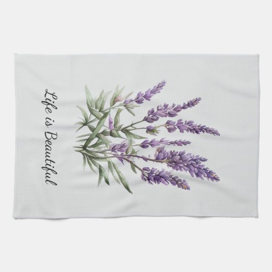 Romantisches graues Lila Lavendel-Brautparty Geschirrtuch (Horizontal)