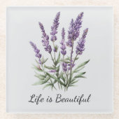 Romantisches graues Lila Lavendel-Brautparty Glasuntersetzer (Vorderseite)