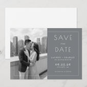 Romantisches graues minimalistisches Foto Save The Date (Vorne/Hinten)