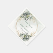 Romantisches Grün und Goldene Botanische Hochzeit Serviette (Ecke)