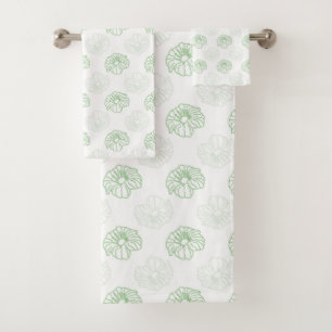 Romantisches Grün, Weiß Chic Blumenmuster Bath to Badhandtuch Set
