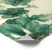 Romantisches grün-weißes Wasserfarbenmuster Poster (Ecke)