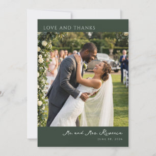 Romantisches grünes Blumenfoto Dankeskarte