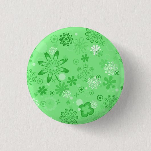 Romantisches grünes Blumenmuster Button (Vorderseite)