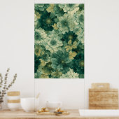 Romantisches Grünes Botanisches Blumenmuster Poster (Küche)