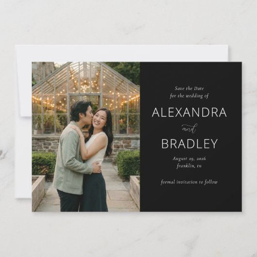 Romantisches grünes Foto Save The Date (Vorderseite)