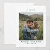 Romantisches grünes Foto Save The Date (Vorne/Hinten)