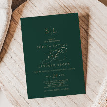 Romantisches grünes Kalligrafie-Monogramm-Hochzeit