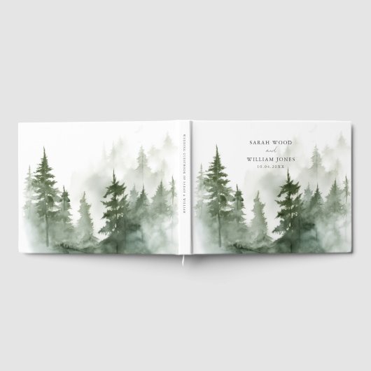 Romantisches grünes Wald Hochzeitsbuch Gästebuch (Voll)