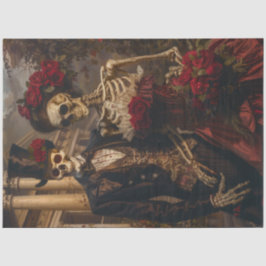 Romantisches Halloween Skeleton Couple Decoupage Seidenpapier