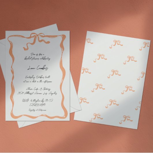 Romantisches handGezeichnet Ribbon-Rahmen-Brautpar Einladung