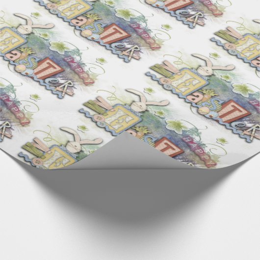 Romantisches Happy Osterfest Bunny Grupping Geschenkpapier (Ecke)