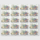 Romantisches Happy Osterfest Bunny Grupping Geschenkpapier (Flach)