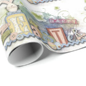 Romantisches Happy Osterfest Bunny Grupping Geschenkpapier (Rolleneckpunkt)