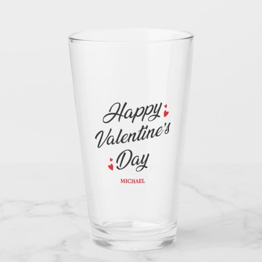 Romantisches Happy Valentine's Day Red Hearts Eleg Glas (Vorderseite)