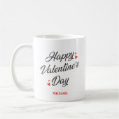 Romantisches Happy Valentine's Day Red Hearts Eleg Kaffeetasse (Links)