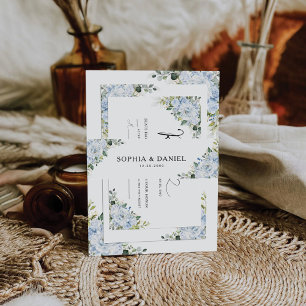 Romantisches Hellblaues Florales Hochzeitsmotiv Einladungsbanderole