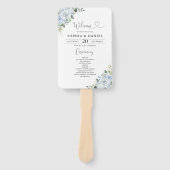 Romantisches hellblaues florales Hochzeitsprogramm Fächer (Vorderseite)