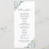 Romantisches hellblaues florales Hochzeitsprogramm Programm (Rückseite)