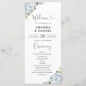 Romantisches hellblaues florales Hochzeitsprogramm Programm (Vorderseite)