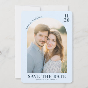 Romantisches hellblaues minimalistisches Foto Save The Date
