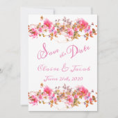 Romantisches Hellrosa Blumenschrift Save The Date (Vorderseite)