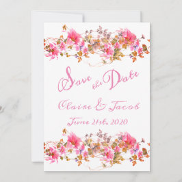 Romantisches Hellrosa Blumenschrift Save The Date