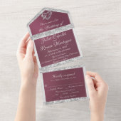 Romantisches Herz, Band und Glitzer auf dem Lavend All In One Einladung (Abreißen)