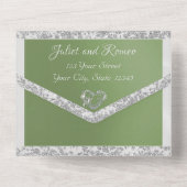 Romantisches Herz, Band und Glitzer auf der Seite  All In One Einladung (Rückseite)