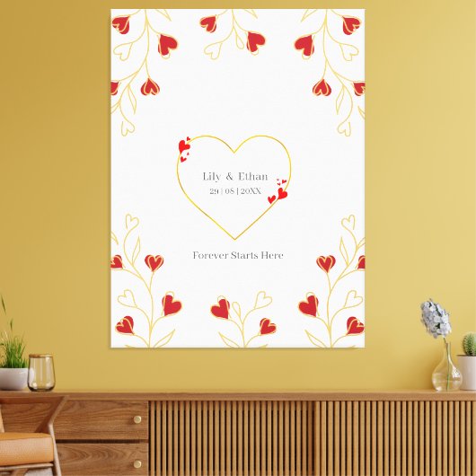 Romantisches Herz Blumenmuster Leinwanddruck (Insitu (Wohnzimmer))