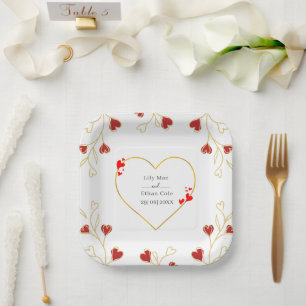 Romantisches Herz Blumenmuster Pappteller
