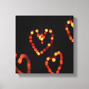 Romantisches Herz Bokeh Licht-warme Glühfotografie Leinwanddruck