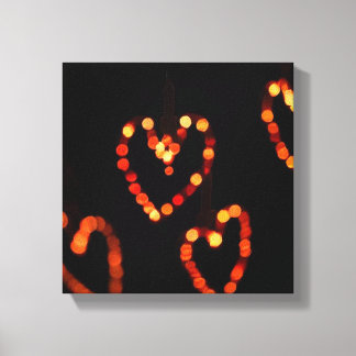 Romantisches Herz Bokeh Licht-warme Glühfotografie Leinwanddruck