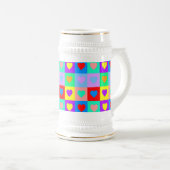 Romantisches Herz - Farbenfrohe Muster Pop Art Bierglas (VorderseiteRechts)
