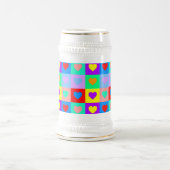 Romantisches Herz - Farbenfrohe Muster Pop Art Bierglas (Mittel)
