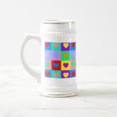 Romantisches Herz - Farbenfrohe Muster Pop Art Bierglas (Links)
