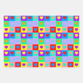 Romantisches Herz - Farbenfrohe Muster Pop Art Geschenkpapier Set (Vorderseite)