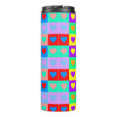 Romantisches Herz - Farbenfrohe Muster Pop Art Thermosbecher (Rückseite)