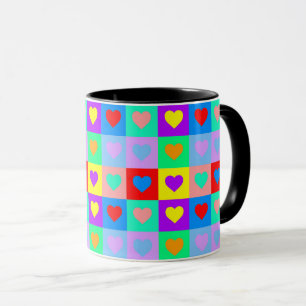 Romantisches Herz Farbige Muster Pop Art Tasse