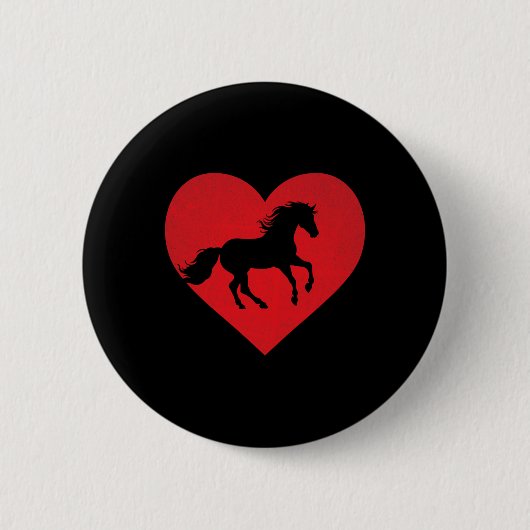 Romantisches Herz Gestreiftes Pferd Reittier Lover Button (Vorderseite)
