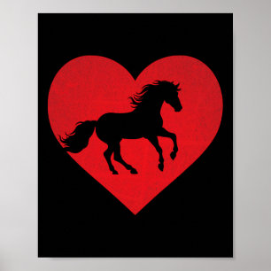 Romantisches Herz Gestreiftes Pferd Reittier Lover Poster